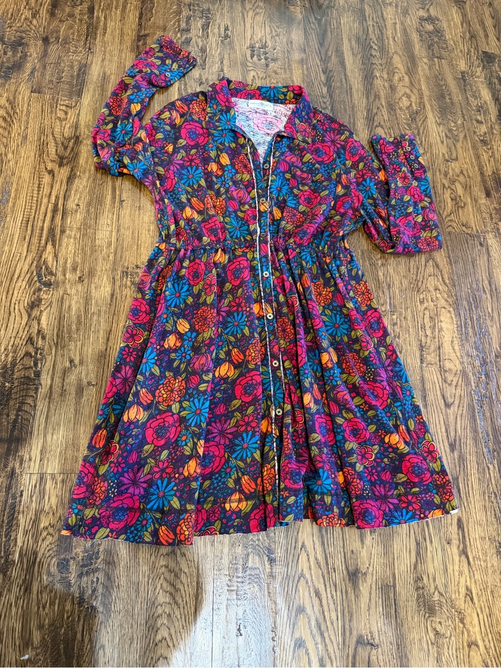 NATURAL LIFE Floral Button-Front Dress - Pink, Blue, Orange Retail $80